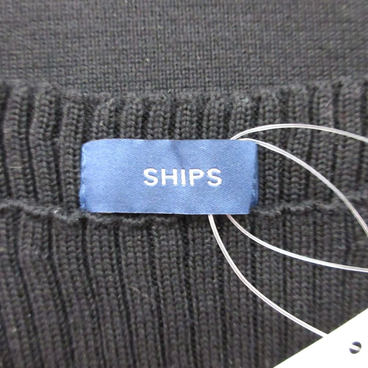 未使用 23AW SHIPS シップス ウォッシャブルリブ袖口デザインニット フェイクレイヤード 長袖 カットソー セーター ONESIZE ブラック ◆_画像5