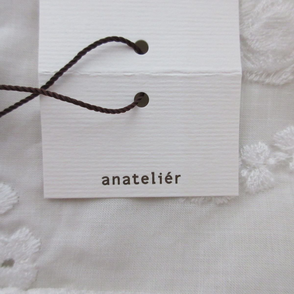  unused anatelier Anatelier embroidery ska LAP . minute sleeve stand-up collar pin tuck pull over blouse shirt 38 M white *