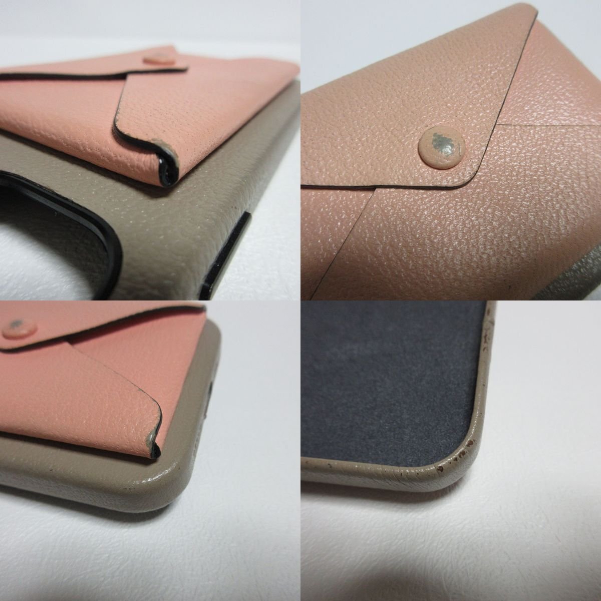  beautiful goods BONAVENTURAbona Ventura leather with pocket smartphone case iphone12/12pro for gray ju× pink *