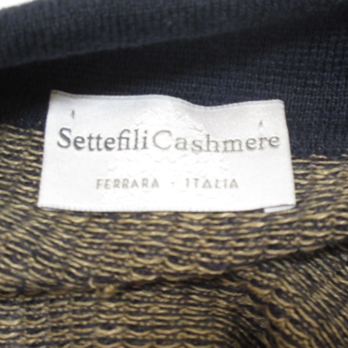美品 Settefili Cashmere セッテフィーリカシミア 半袖 リネン×コットン スキッパー ニット ポロシャツ カットソー XS ネイビー系の画像3