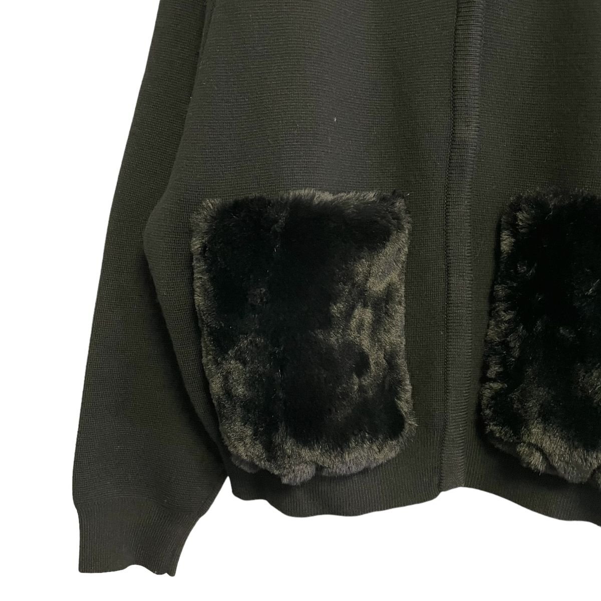  beautiful goods 23AW Ballsey Ballsey Tomorrowland wool polyester milano rib fake fur pocket knitted cardigan S black 