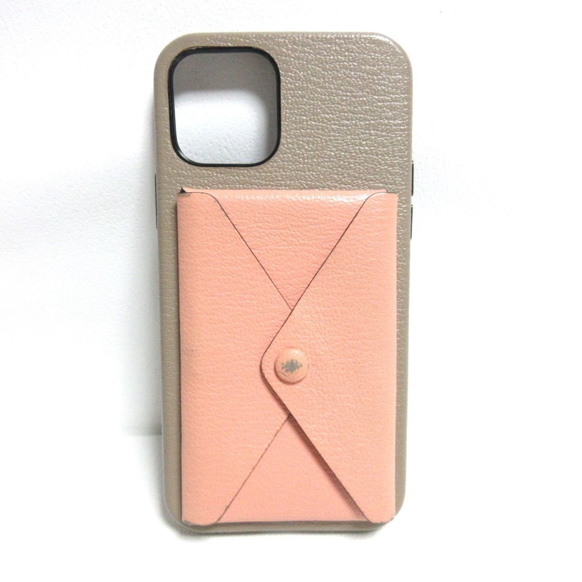 beautiful goods BONAVENTURAbona Ventura leather with pocket smartphone case iphone12/12pro for gray ju× pink *