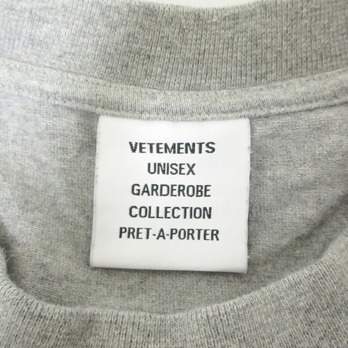 美品 21SS VETEMENTS ヴェトモン スウィートロゴプリント 半袖 オーバーサイズ Tシャツ カットソー ユニセックス S グレー ◆_画像3