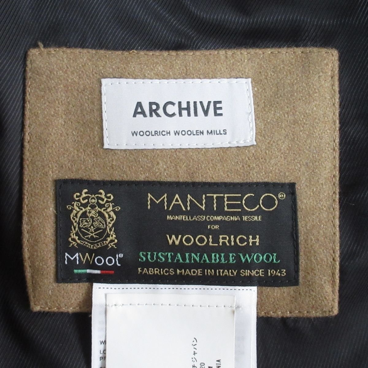 美品 22AW WOOLRICH ウールリッチ manteco生地 SIDELINE 2in1ダウン フードコート WWOU0680 XS ブラック×キャメル ◆_画像8