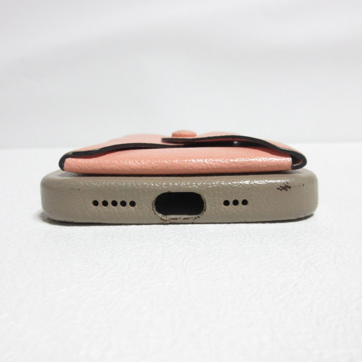  beautiful goods BONAVENTURAbona Ventura leather with pocket smartphone case iphone12/12pro for gray ju× pink *