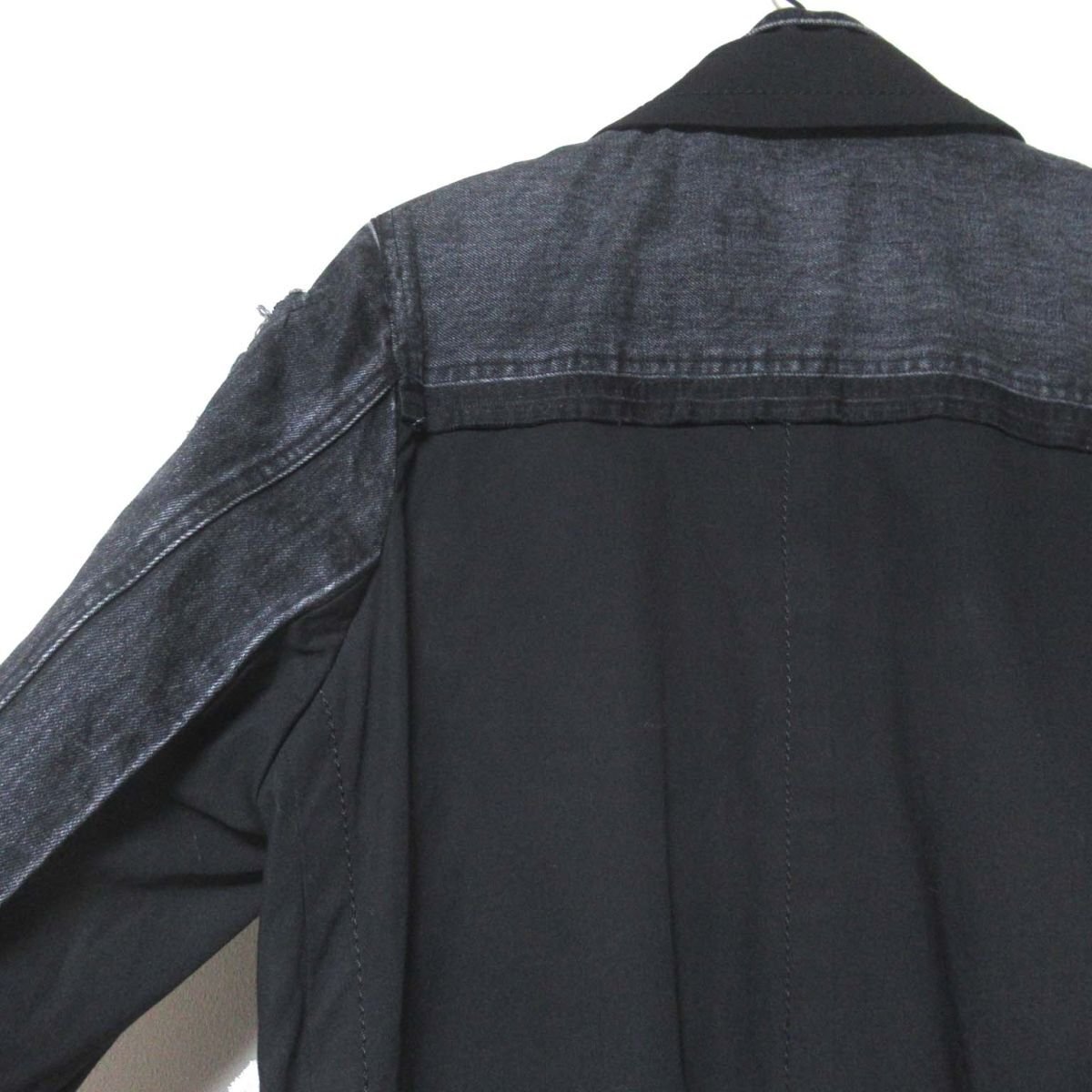 美品 20AW Sacai サカイ デニムジャケットドッキング レイヤードデザイン ステンカラーコート 20-02319M 1サイズ ブラック_画像6