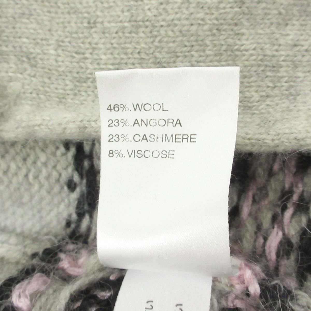  unused Chloe Chloe border pattern Anne gola× cashmere Blend long height knitted cardigan XS gray 044 *