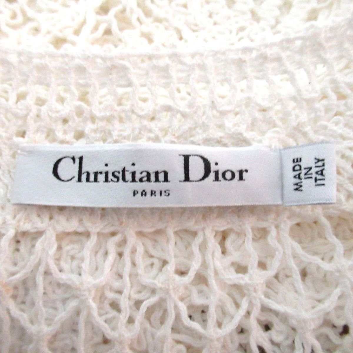 美品 Christian Dior クリスチャンディオール 半袖 クロシェ レース プルオーバー ブラウス 8C24533AM507 F36サイズ ホワイト_画像6