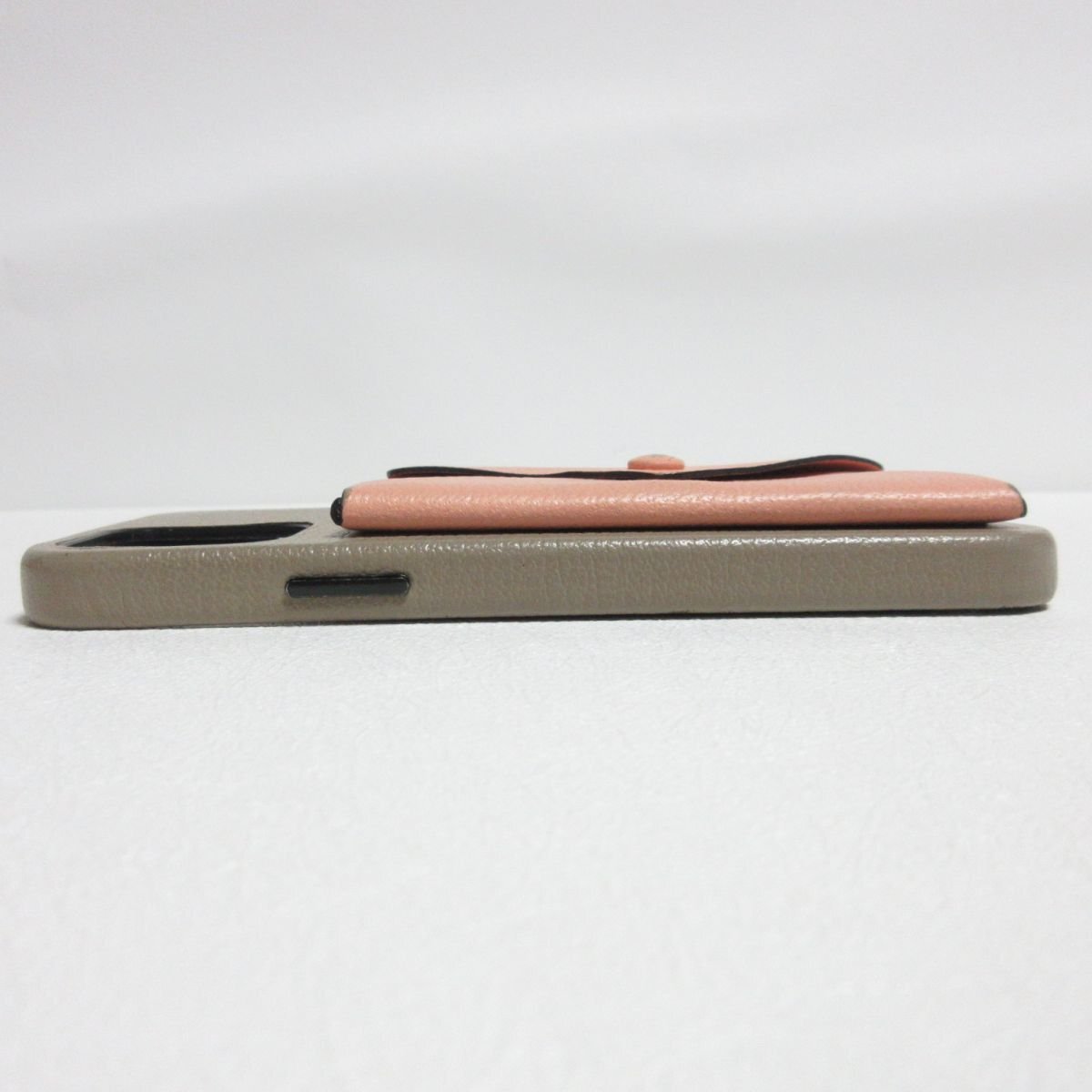  beautiful goods BONAVENTURAbona Ventura leather with pocket smartphone case iphone12/12pro for gray ju× pink *