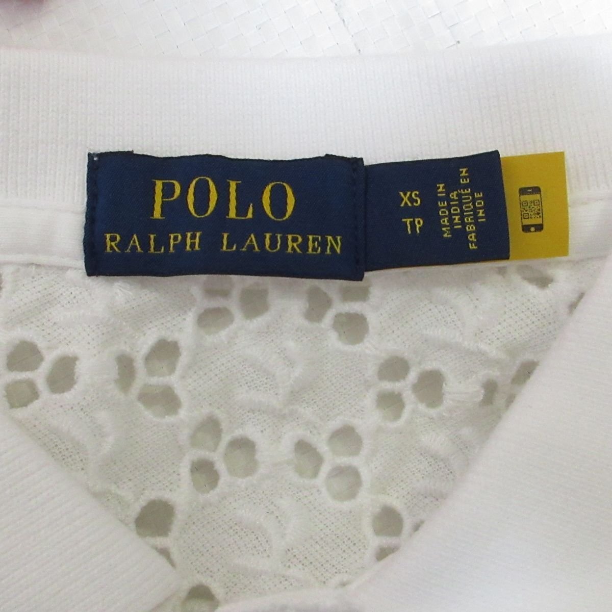  beautiful goods 22SS POLO RALPH LAUREN Polo Ralph Lauren race short sleeves eyelet polo-shirt cut and sewn XS white 