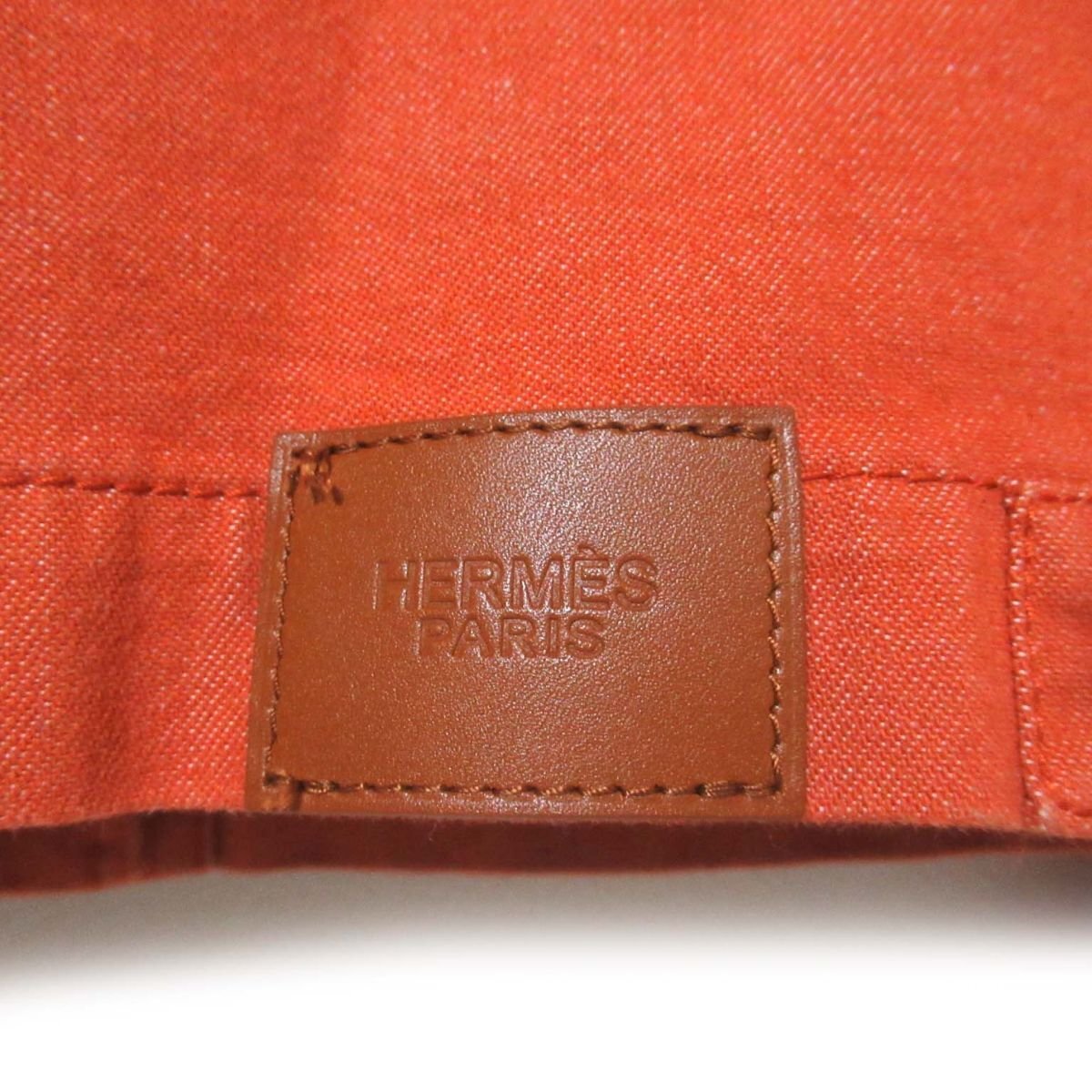 未使用 22SS HERMES エルメス セリエボタン ノーカラー デニムジャケット トラッカージャケット Gジャン ジージャン 38 オレンジの画像6