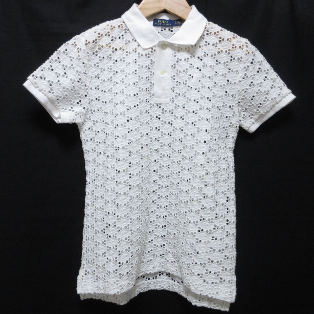  beautiful goods 22SS POLO RALPH LAUREN Polo Ralph Lauren race short sleeves eyelet polo-shirt cut and sewn XS white 