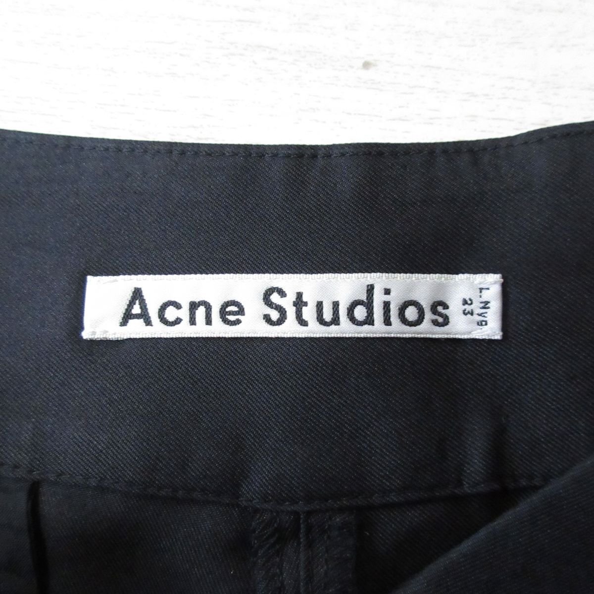 美品 ACNE STUDIOS アクネステュディオズ saviour si tw シルク100％ ロールアップ スラックスパンツ 36 ブラック_画像4