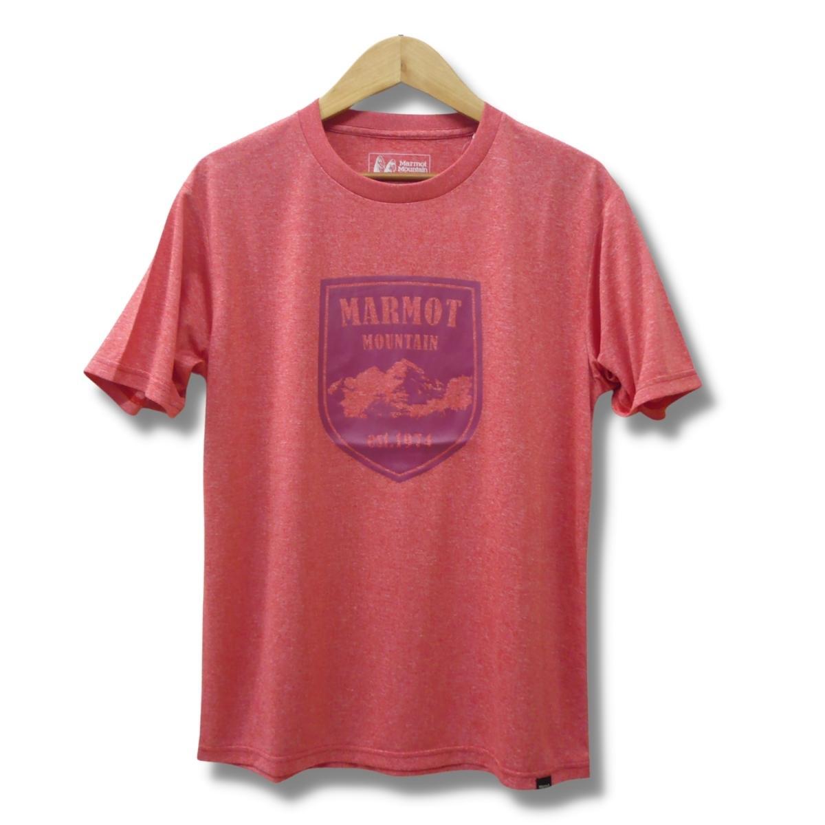 即決☆マーモット エルバード半袖Tシャツ RED/Mサイズ 送料無料 レッド 赤 吸汗・速乾・ドライ 登山 キャンプ クラシック Marmot の画像1