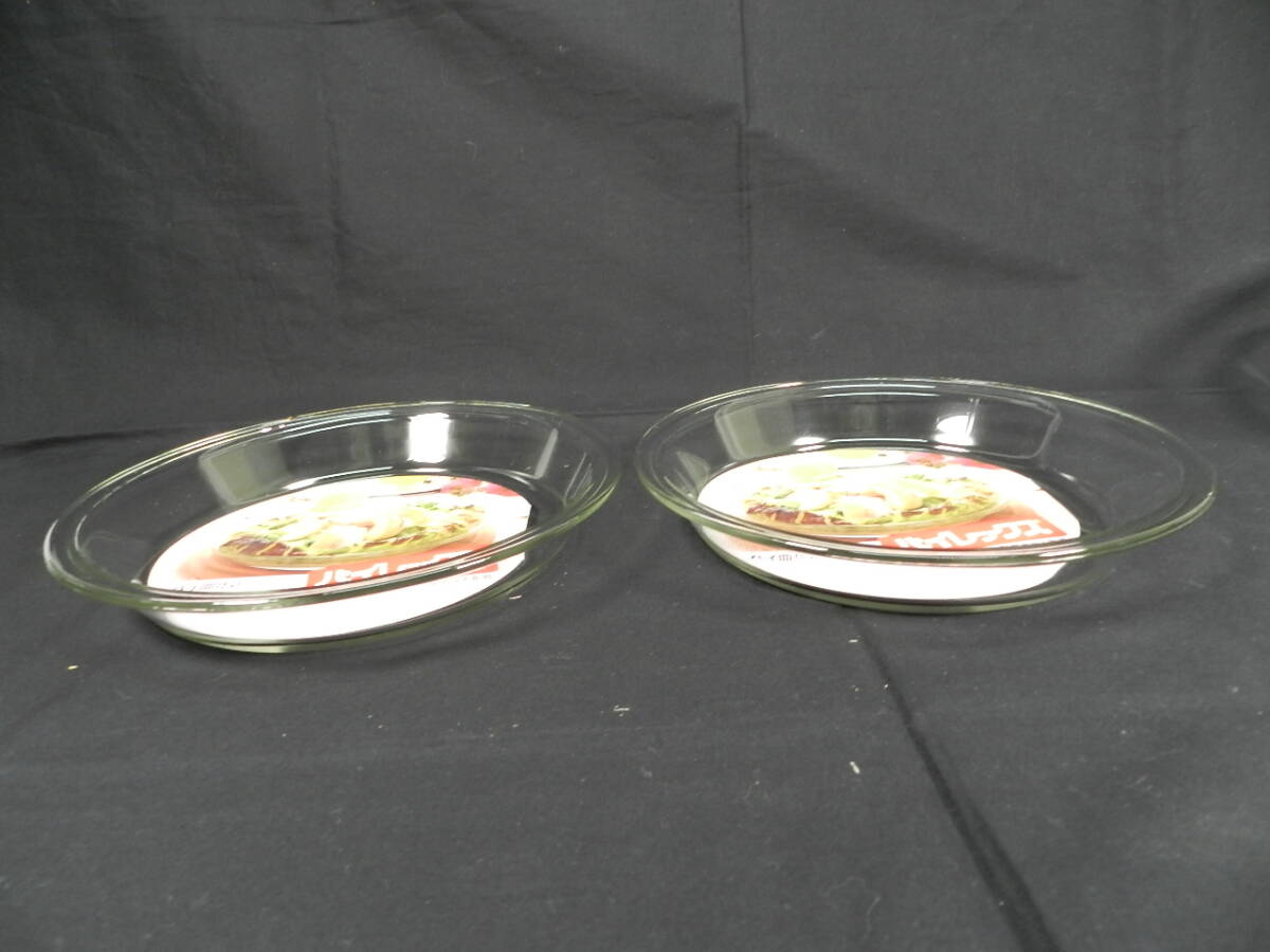 [C2151] 未使用 岩城硝子 パイレックス 耐熱ガラス食器 ボウル・パイ皿2枚・ケーキ焼き皿・スポンジ型 計5点_画像6