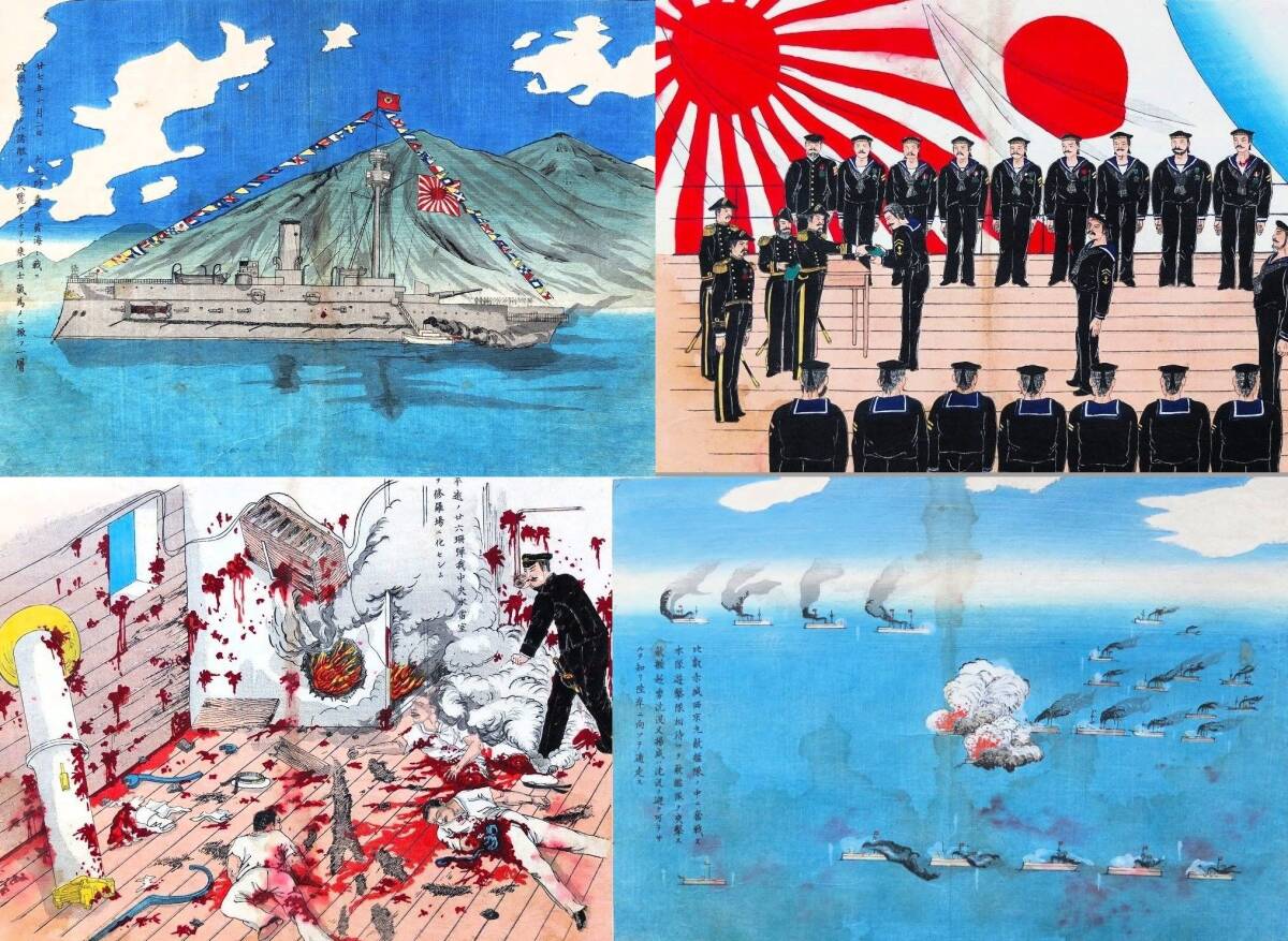 Yahoo!オークション - 明治期 木版画 多色摺【日清戦争 黄海海戦 Yahoo!オークション - 明治期 木版画 多色摺【日清戦争 黄海海戦