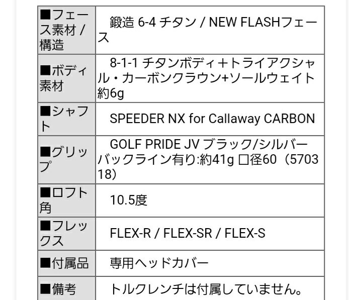 キャロウェイ 2023 BIG BERTHA ビッグバーサ　スピーダーNX for CW ドライバー　10.5°　※送料無料_画像9