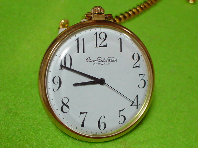 珍品　アンティーク　手巻き式　２１石　CITIZEN　POCKET　WATCH　提げ時計　ゴールド　JAPAN_画像1