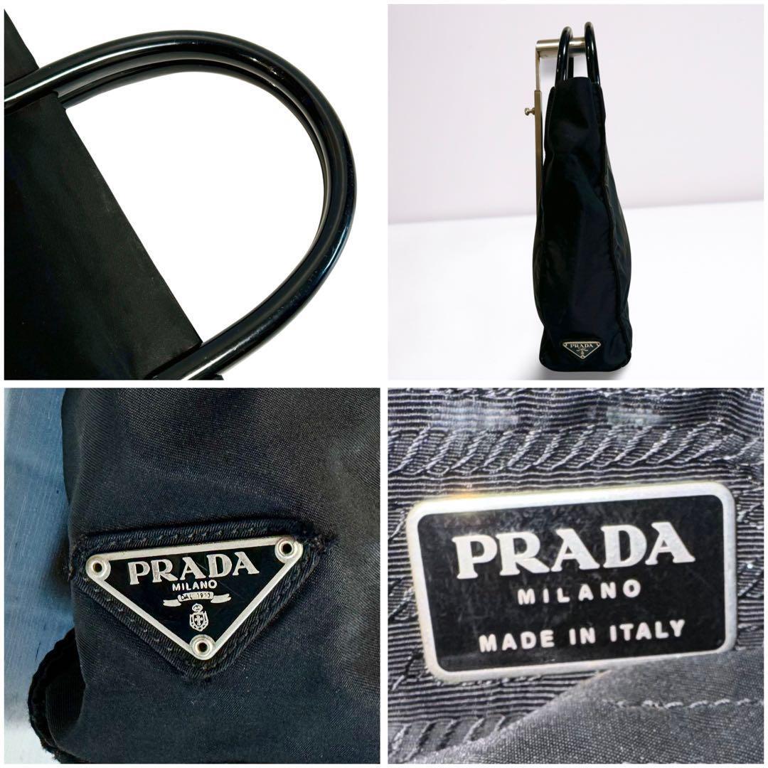 PRADA プラダ ハンドバッグ トートバッグ テスート ナイロン 手提げ 三角ロゴ 三角プレート ブラック 黒 レディース 高級品 ブランド_画像9