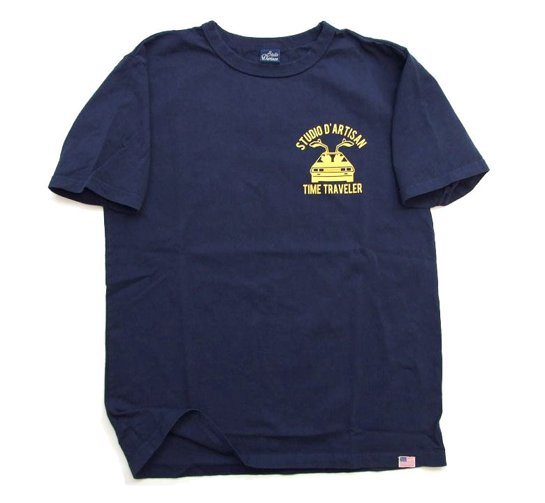 新品 ダルチザン プリントＴシャツ 紺XL タイムトラベラー 日本製 メンズtシャツ STUDIO D' ARTISAN スタジオダルチザン カットソー 8040A_日本製です。