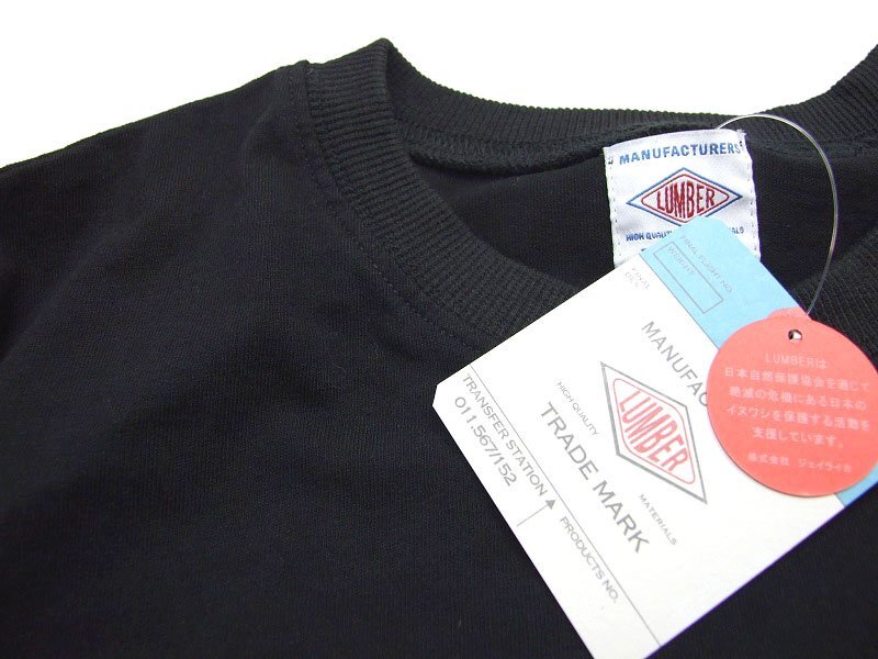 新品 ランバー ポケットTシャツ XL 黒 LUMBER 異素材ポケット カジュアル tシャツ 男女兼用 カットソー 241902_画像5