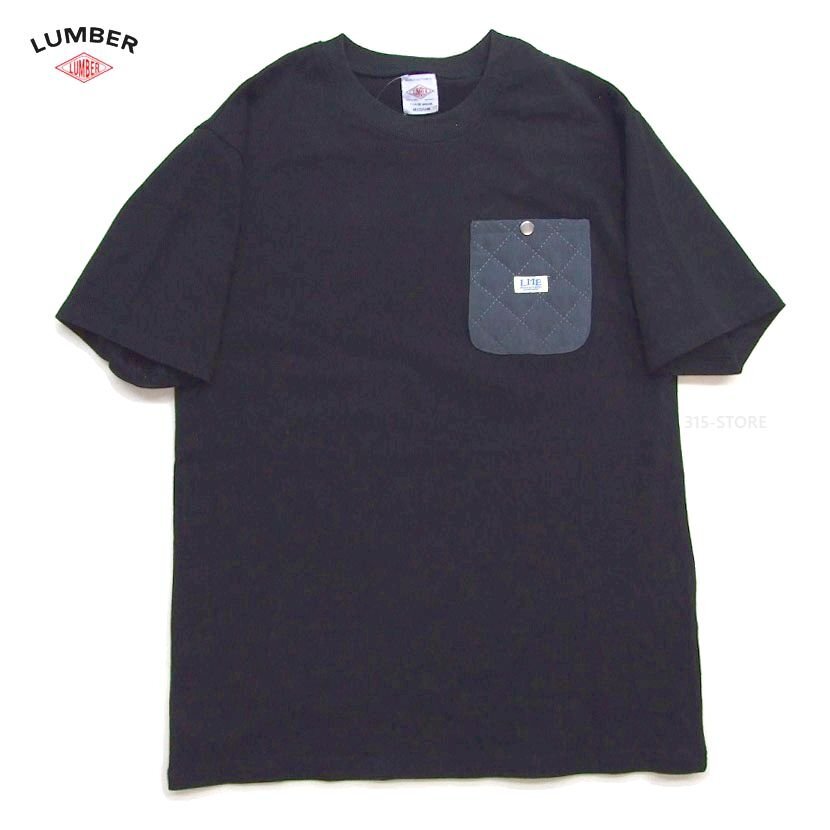 新品 ランバー ポケットTシャツ XL 黒 LUMBER 異素材ポケット カジュアル tシャツ 男女兼用 カットソー 241902_ランバー　キルティング ポケットtシャツ