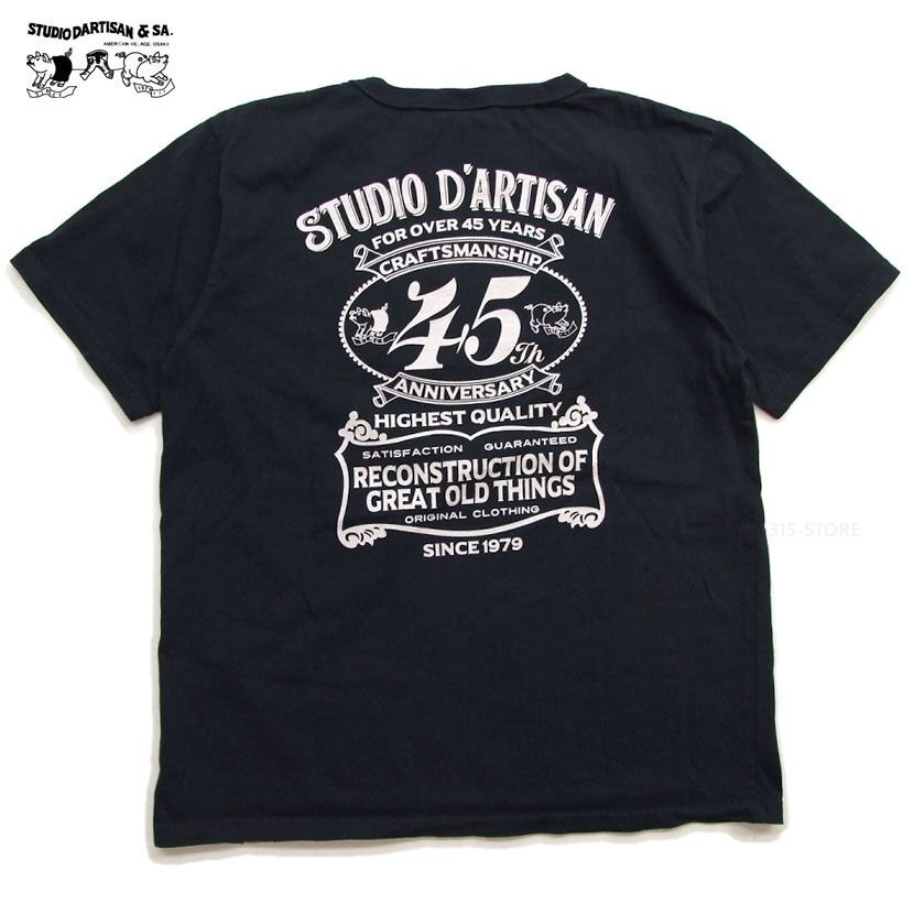 新品 ダルチザン Tシャツ 黒XL 45周年記念 日本製 メンズtシャツ STUDIO D' ARTISAN カットソー 095 新着_ダルチザン　45周年記念Tシャツ