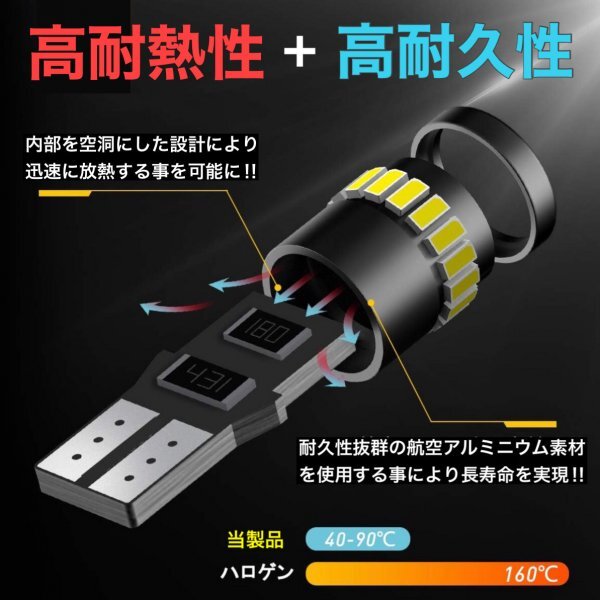 T10 T16 LED バルブ 10個 爆光 24連 12V 6000K ホワイト CANBUS キャンセラー ポジション ナンバー灯 メーター パネル球 明るい 車検対応_画像4