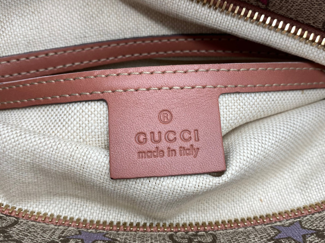 【1円～】GUCCI グッチ GGスプリーム GG ショルダーバッグ サコッシュ スター柄 ブラウン 保存袋付 295257の画像9