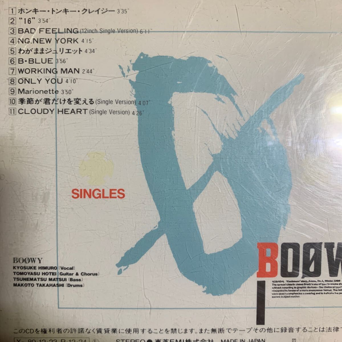 BOOWY ベストアルバム『SINGLES』氷室京介,布袋寅泰_画像2