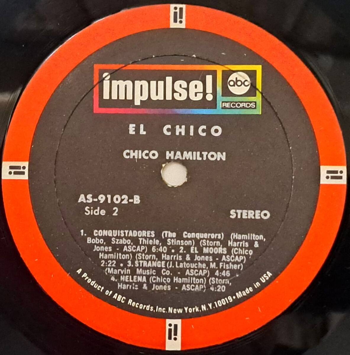 CHICO HAMILTON : EL CHICO チコ・ハミルトン 帯なし VAN GELDER刻印 US盤 中古 アナログ LPレコード盤 1966年 AS-9102 M2-KDO-1450_画像6