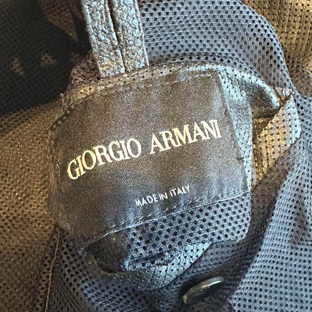 ジョルジオアルマーニ　パンチングレザージャケット　50サイズ　黒　メッシュ