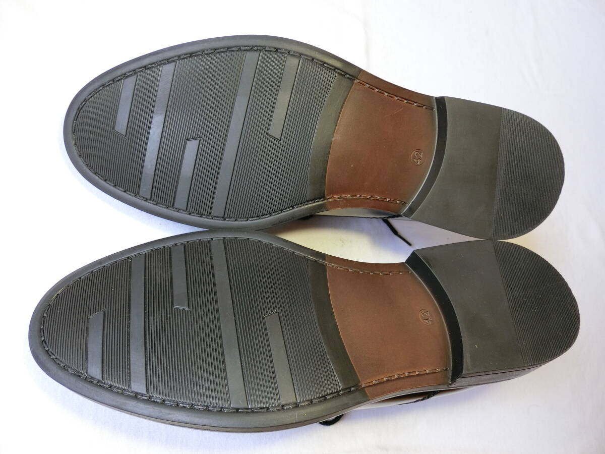 stefanorossi ステファノロッシ EU42 26.5㎝ レザーシューズ 革靴 黒 ストレートチップ ほぼ未使用の画像6