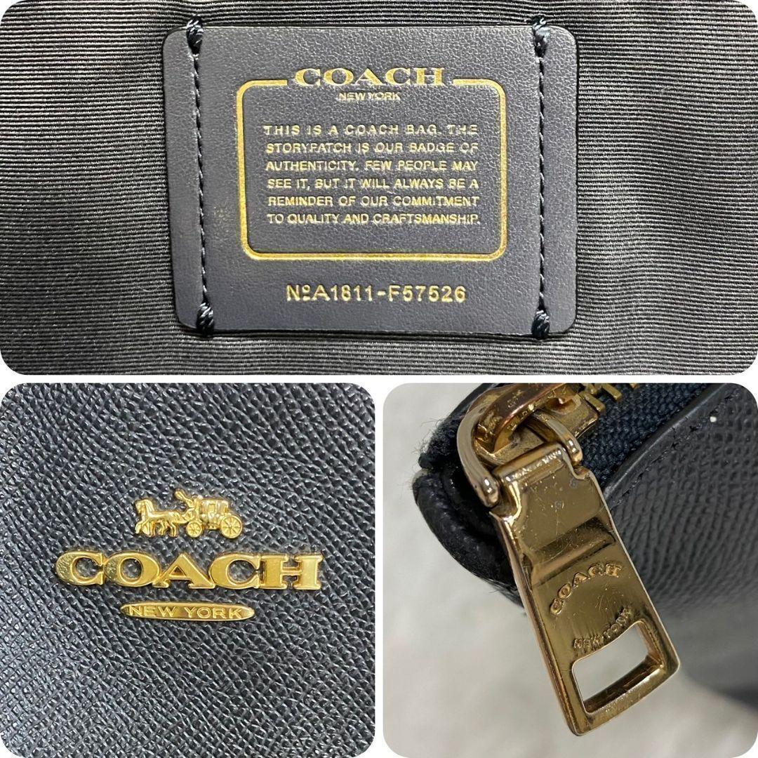 H20 美品 コーチ トートバッグ A4収納可能 肩掛け クロス グレインレザー ゴールド ハンドバッグの画像10