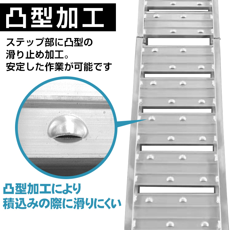 1円 アルミ ラダー スロープ レール バイク 車 幅広 折りたたみ はしご 二つ折り 軽量 ブリッジ ツメ式フック 歩み板 バギー 農機具 ny514_画像5