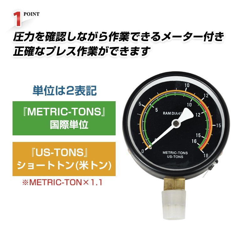 1円 油圧プレス 12t 12トン メーター付き 門型 プレス機 ベアリング シャフト 圧入器 整備 脱着 自動車 オートバイメンテナンス ee346_画像10