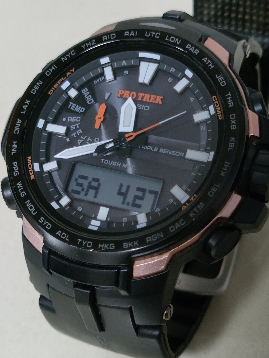 CASIO カシオ PRO TREK プロトレック PRW-6100Y 電波ソーラー カーボンファイバーベルト 中古の画像1