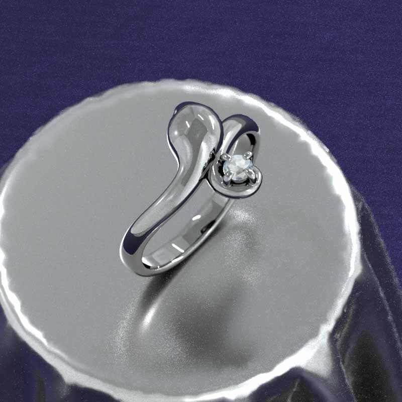 印象のデザイン 指輪 20555円 18金ホワイトゴールド アクア 一粒 スネーク 蛇 アクアマリン