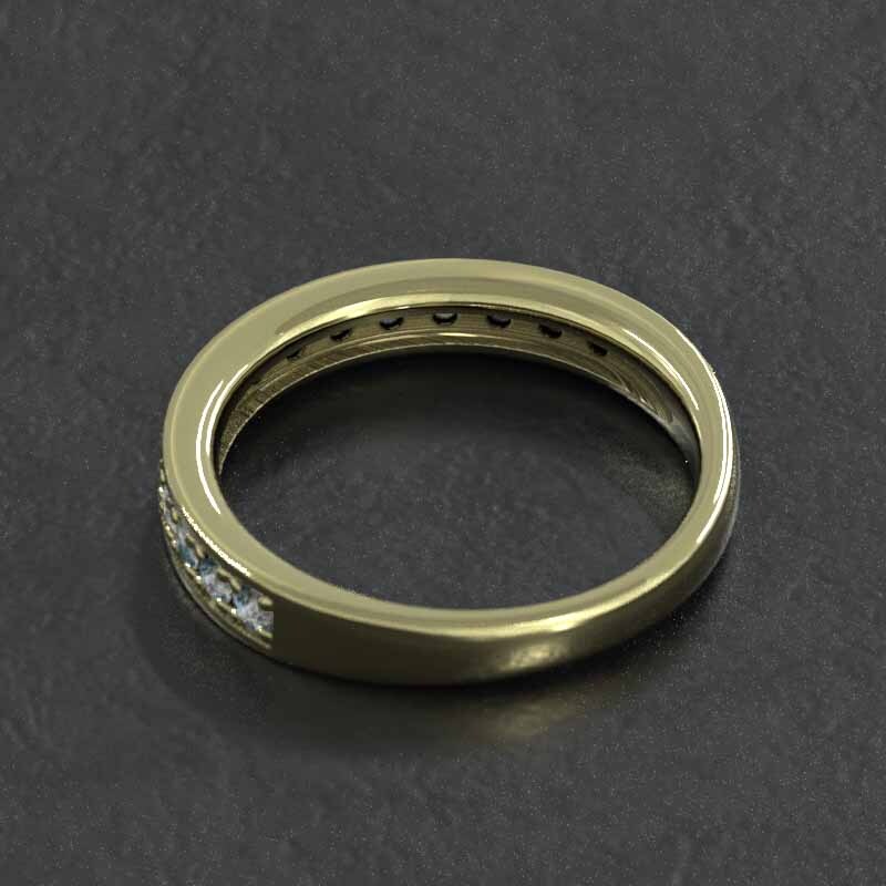アクアマリン ハーフ エタニティー リング 細い 指輪 3月の誕生石 イエローゴールドk18_画像3