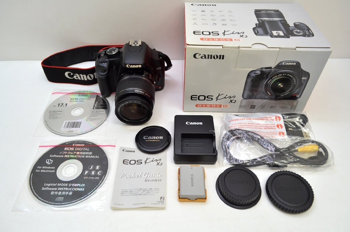 [fui] Canon キャノン DS126181 デジタルカメラ　EOS Kiss X2 デジカメ　一眼レフカメラ　レンズ　18-55mm　1:3.5-5.6 IS_画像1