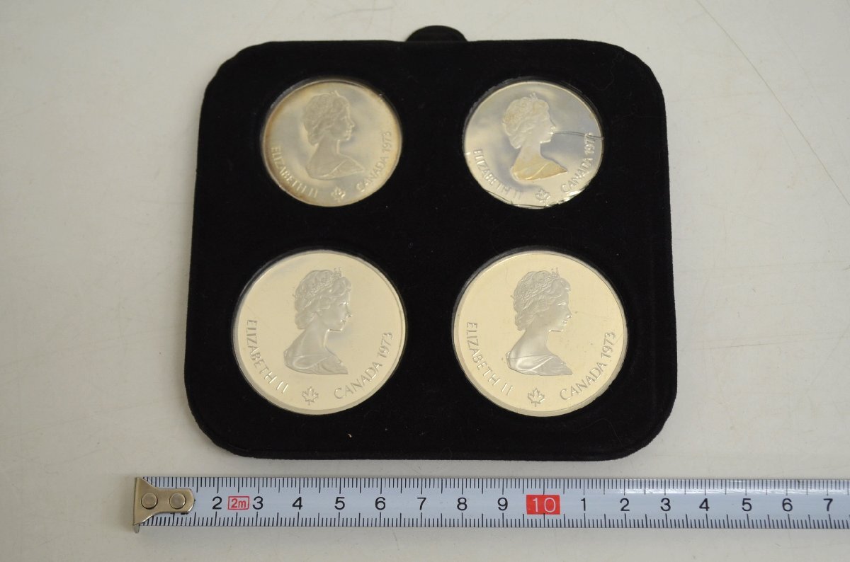[fui] Copyright 1972 COJO 76 カナダ銀貨 モントリオールオリンピック 記念コイン 5ドル 10ドル 4枚セット ケース付 シルバーの画像5