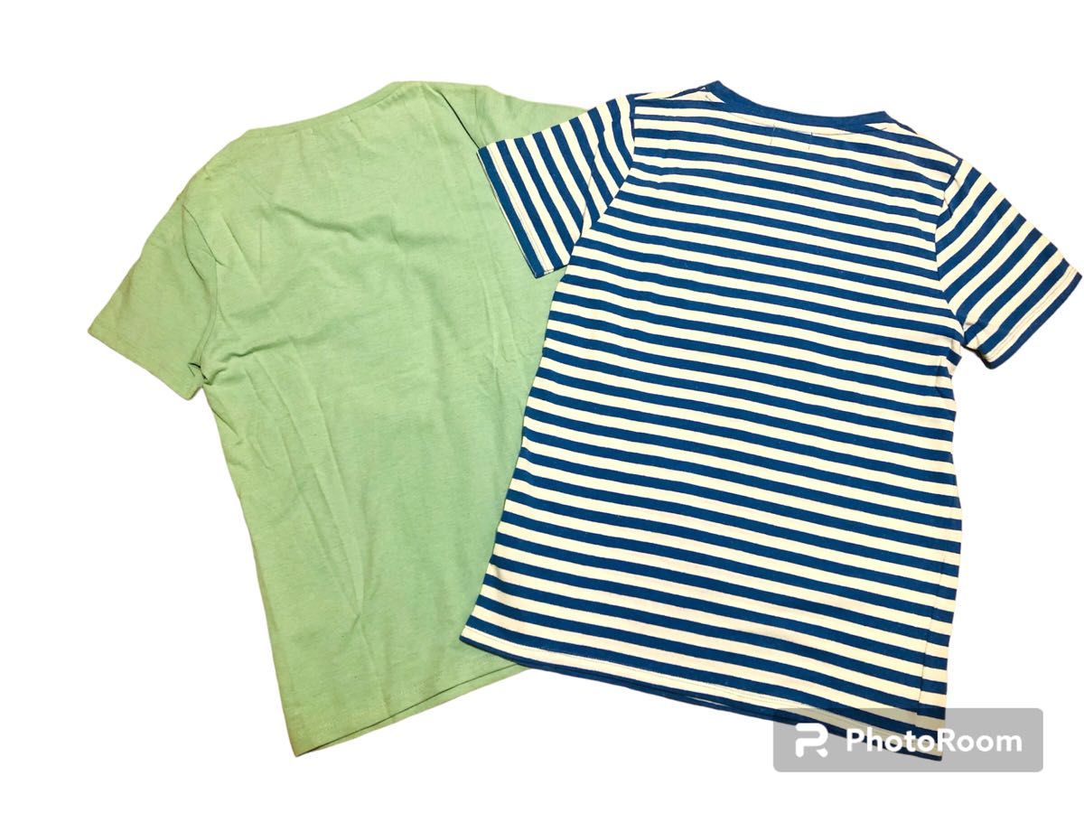 【新品未使用】Lサイズ 半袖 Tシャツ ２枚セット ロンT 半袖カットソー 水色 ブルーボーダー 青 トップス まとめ売り