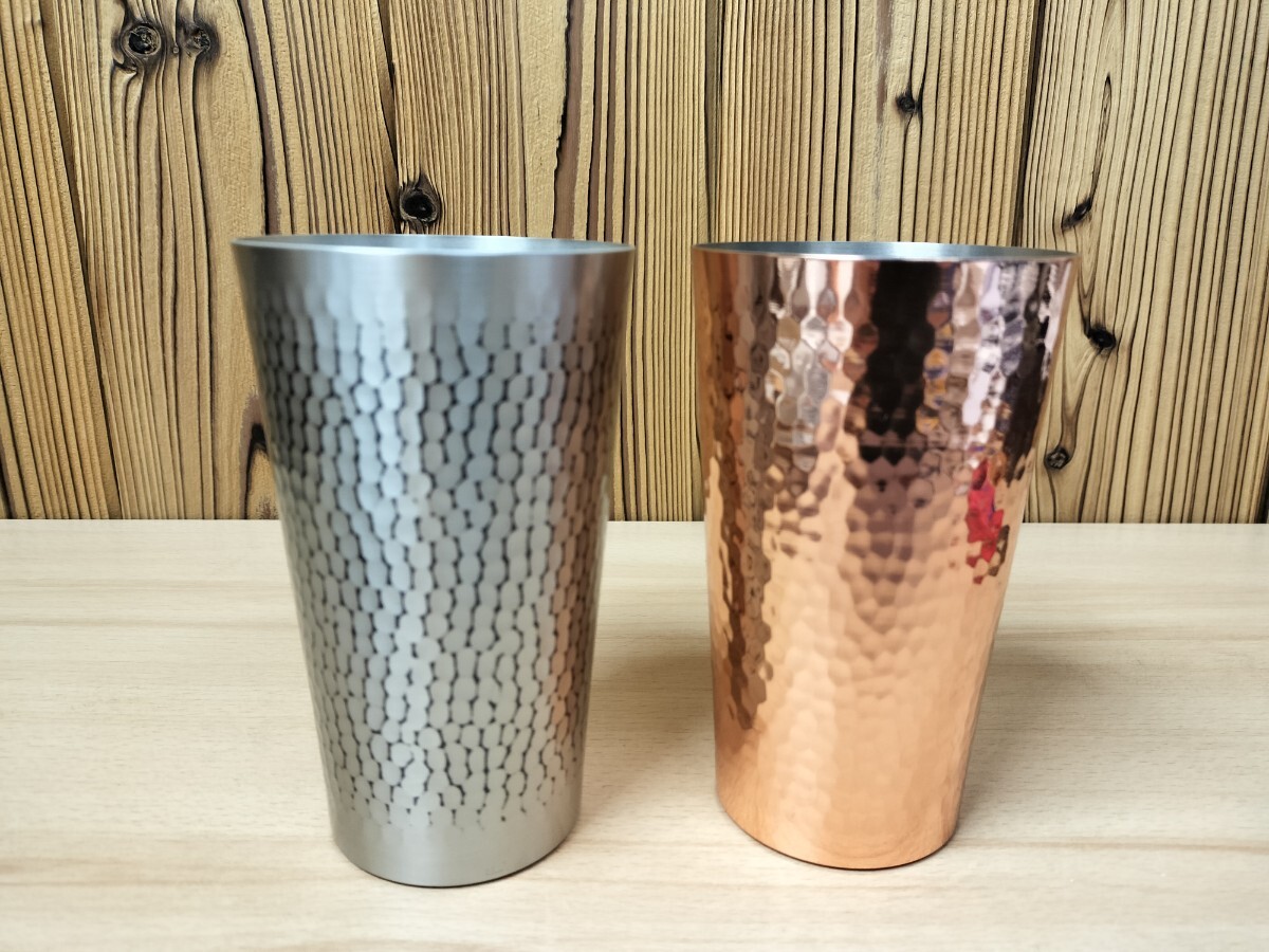 ★未使用 copper100 HOME WARE 銅製 タンブラー 新光金属 槌目タンブラー 大2個★2の画像1