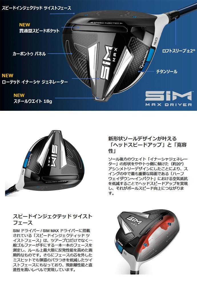 【美品】 レフティモデル！ テーラーメイド SIM MAX 10.5° TENSEI BLUE TM50 (SR) ※日本仕様 ￥73,000の画像7