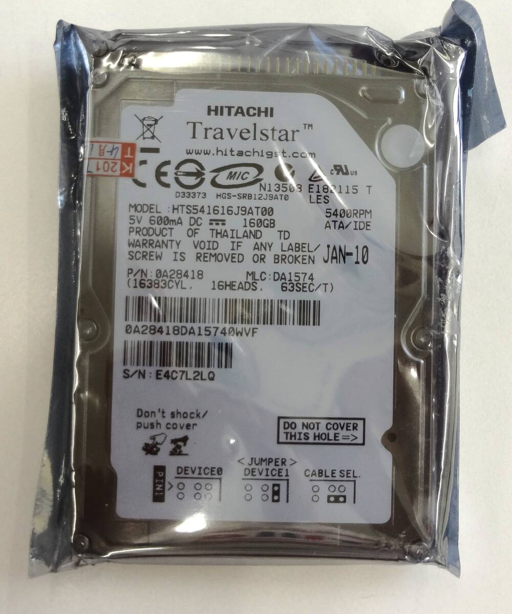 HDD ハードディスク 日立 HITACHI 160GB 9.5mm HGST Travelstar MODEL HTS541616J9AT00_画像1