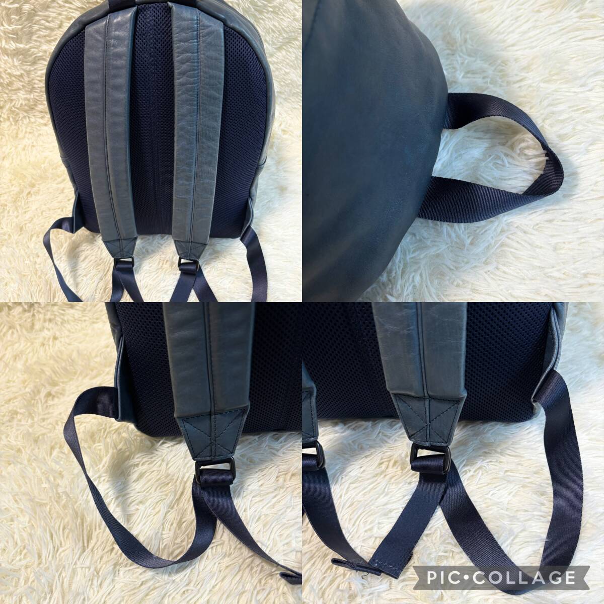 1円〜 希少◎ PORTER FRANK 本革 リュックサック デイパック オールレザー 馬革 ビジネスバッグ ポーター フランク 吉田カバン メンズ_画像9