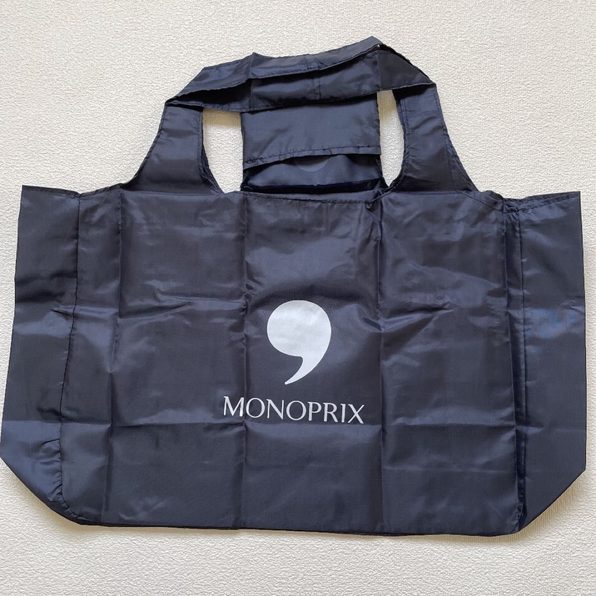 モノプリ　エコバッグ  MONOPRIX トートバッグ　ブルーブラック　無地　黒　フランス土産　パリ土産　定番　人気