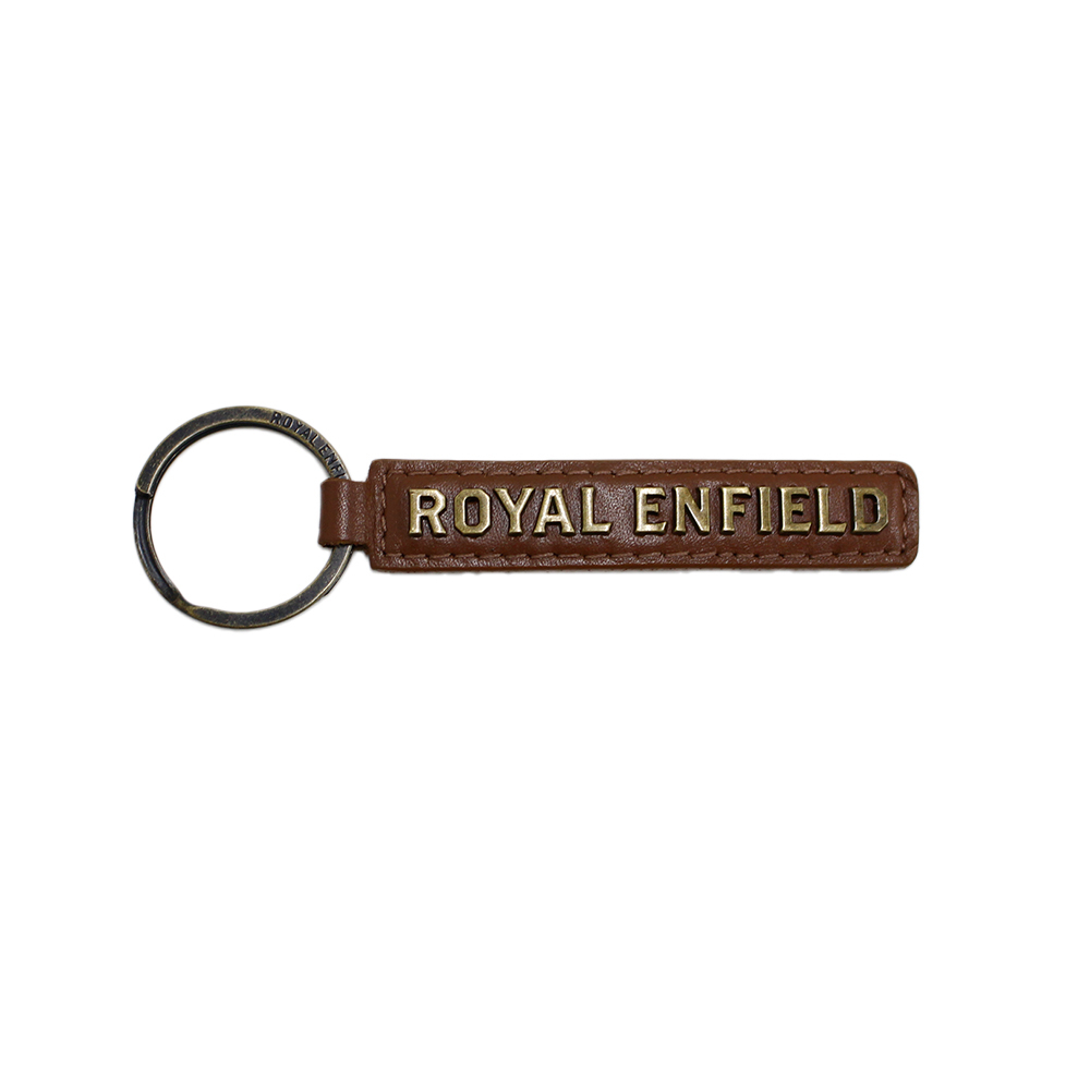 日本非売品 ROYAL ENFIELD / ロイヤルエンフィールド 純正 キーチェーン メタルロゴ ( タン ) ブラウン キーホルダー バイクブランド_画像1