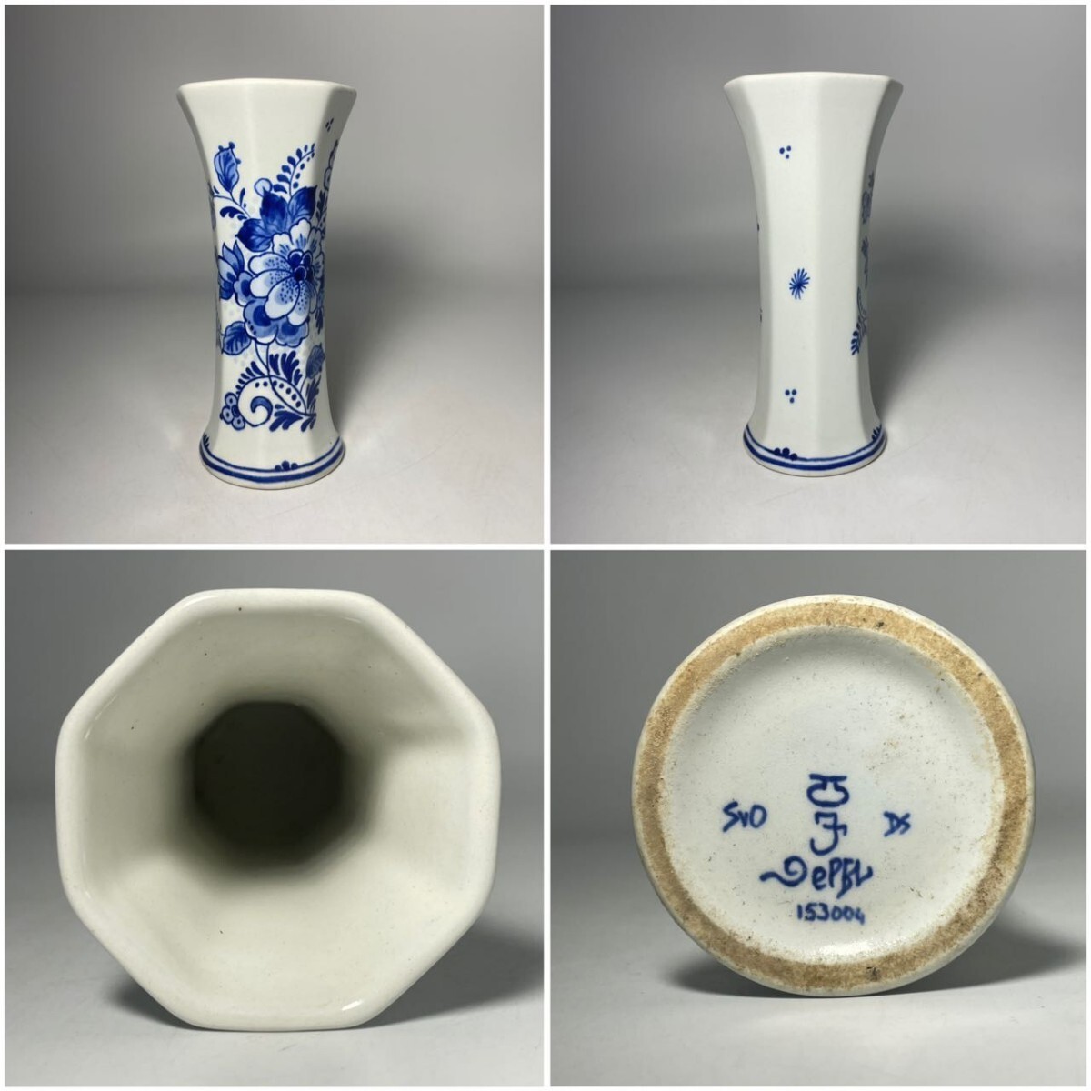 AS675 West fine art De Porceleyne Fles Royal * Dell fto vase & plate put it together 3 point Holland ceramics hand .. Vintage 