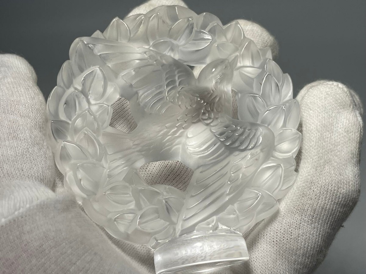 AS676 西洋美術 LALIQUE ラリック バード 鳥置物 アンティーク オブジェ H7.7cmの画像8